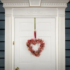 Outlet 16 in. Valentine's Flower Blooms Floral Heart Wreath Wreaths