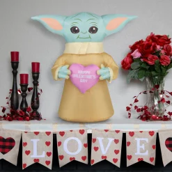 Outlet 20 in. Valentine's Inflatable Baby Yoda Inflatable Decorations