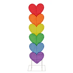 63 in. Valentine's Stacked Rainbow Hearts Decoration with LED Lights Decorations