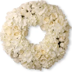 Best 18 in. Valentine's White Roses and Hydrangea Blooms Floral Wreath Wreaths