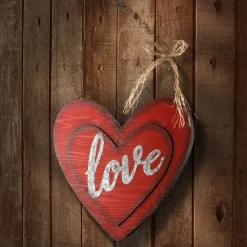 Online 14 in. Valentine's Wooden Heart Hanging Decoration Decorations
