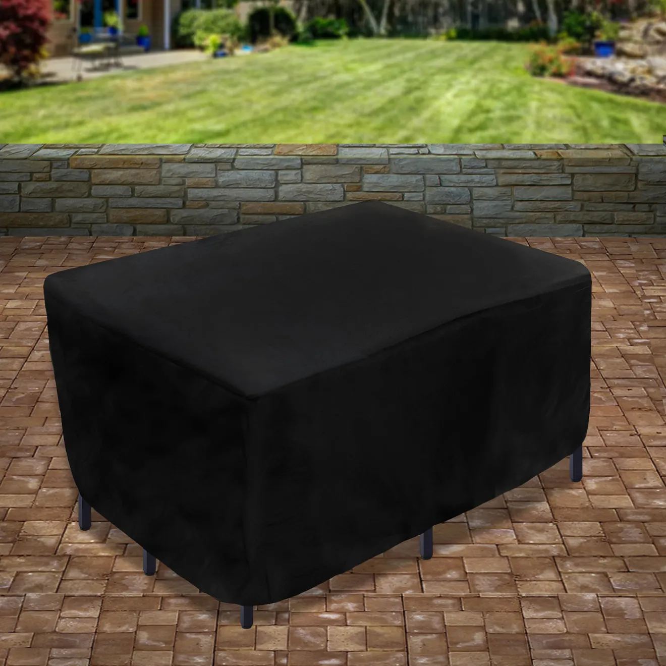 74 in. Waterproof Patio Furniture Cover with Rope and Metal Buckles Outdoor Decor