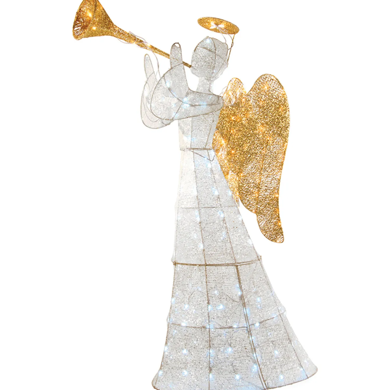Hot 60 in. White Angel Decoration with LED Lights Yard Decorations