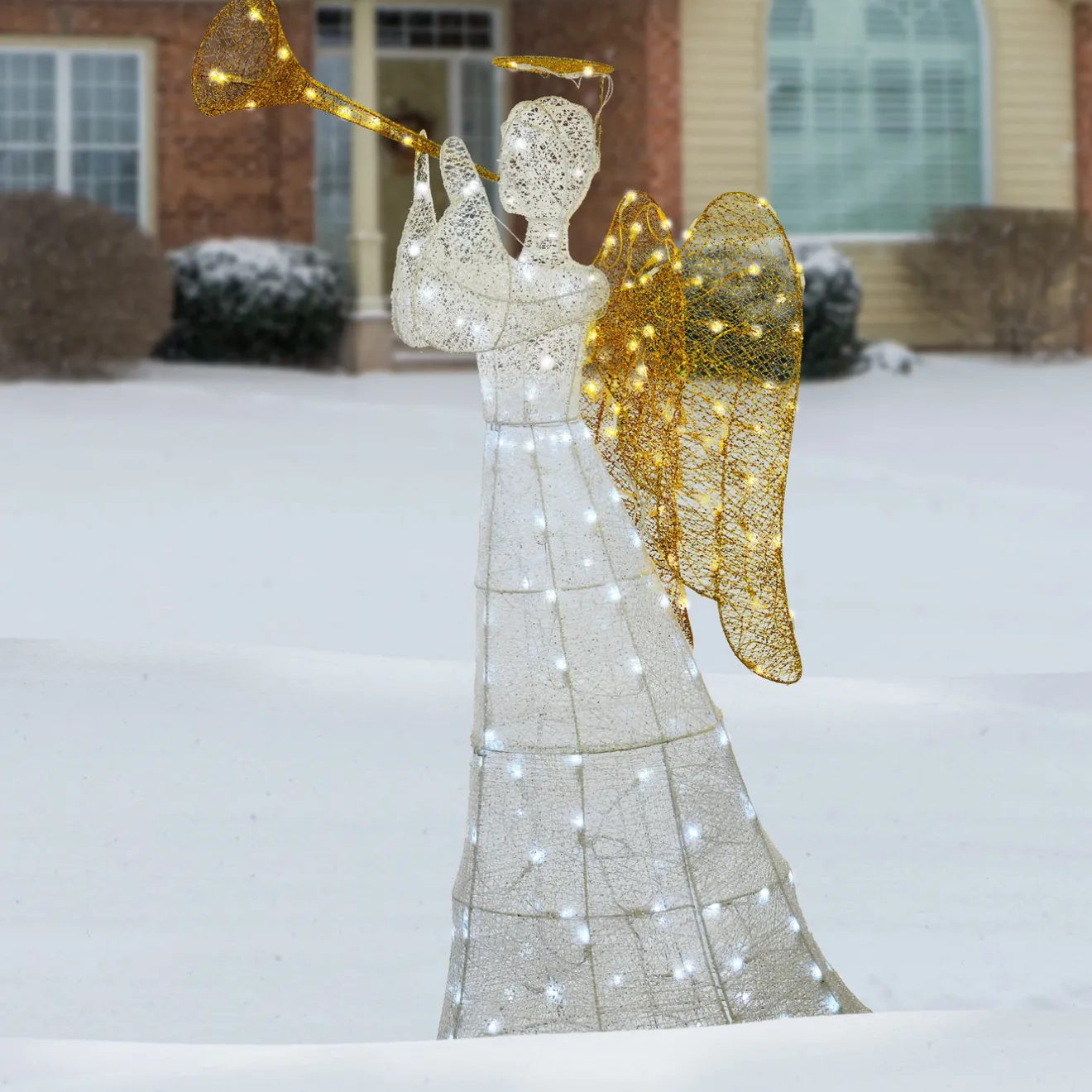 Hot 60 in. White Angel Decoration with LED Lights Yard Decorations