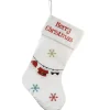 Discount 18 in. White Merry Christmas Stocking with Snowflakes Stockings