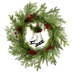 Hot 22 in. Winter Skates Wreath 21-24 Inch Christmas Wreaths