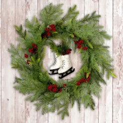 Hot 22 in. Winter Skates Wreath 21-24 Inch Christmas Wreaths