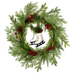 Hot 22 in. Winter Skates Wreath 21-24 Inch Christmas Wreaths
