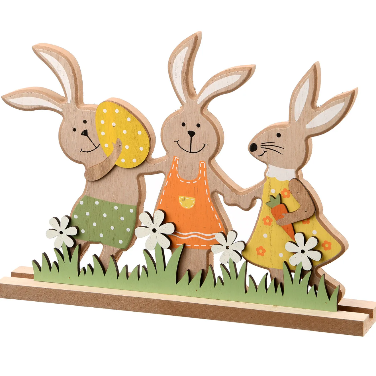 9 in. Wooden Rabbit Trio Table Decoration Table Decorations