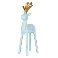 Online 9 in. Woodgrain Reindeer Decor, Blue Decorative Accents