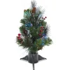 Hot 18 in.Pre-Lit Fiber Optic Crestwood Tree Full|Pre-Lit