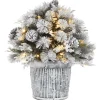 Best 22 in.Pre-Lit Snowy Chiwaw Basin Tree with LED Lights Pre-Lit|Full