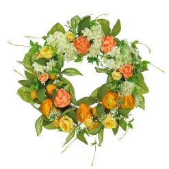 Best 24 in.Spring Wreath with Lemons, Hydrangeas, and Buttercups Wreaths