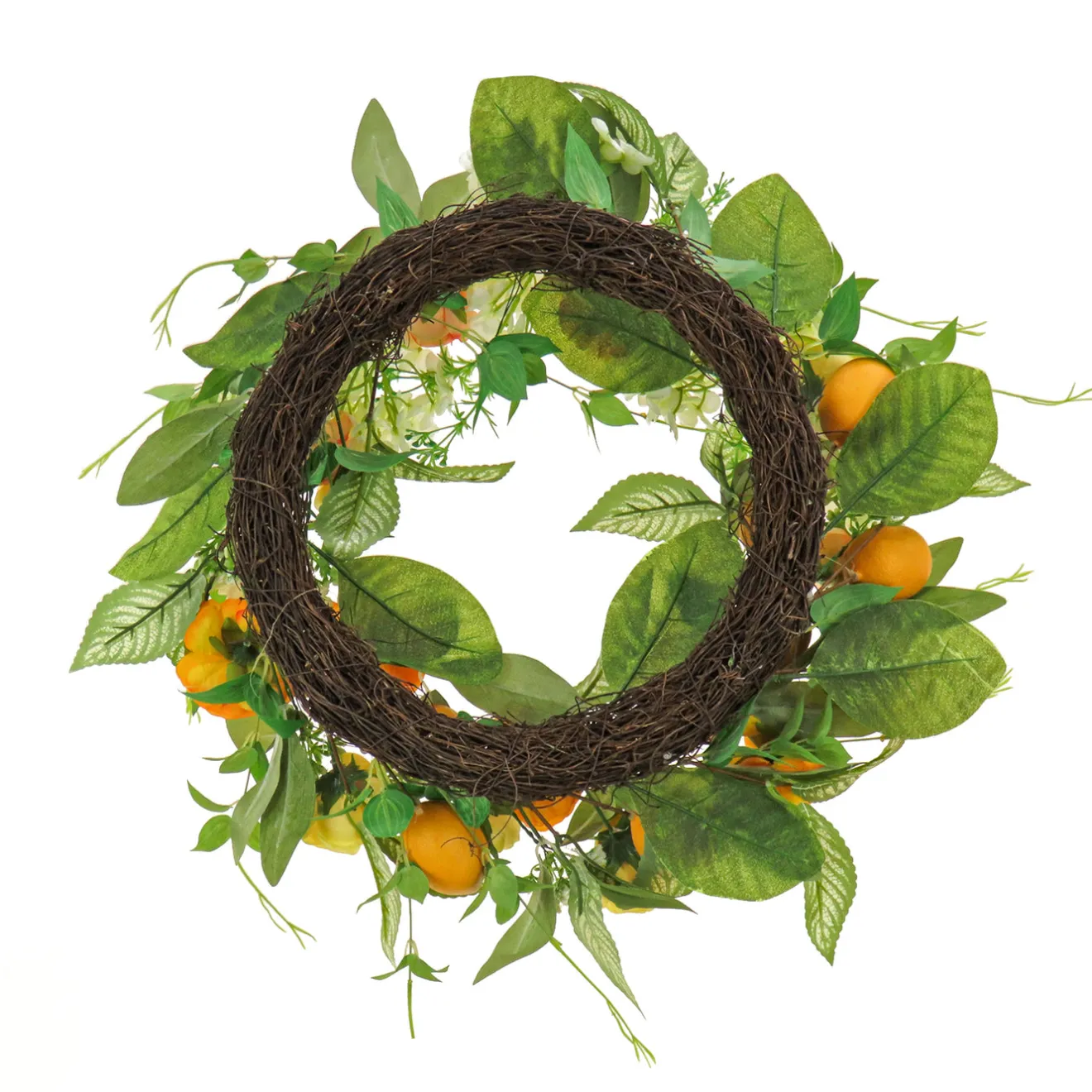 Best 24 in.Spring Wreath with Lemons, Hydrangeas, and Buttercups Wreaths