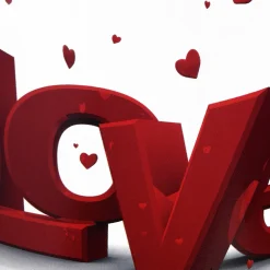 Online 2 Piece Valentine's 'LOVE' Tin Pots Decorated with Red Hearts Decorations