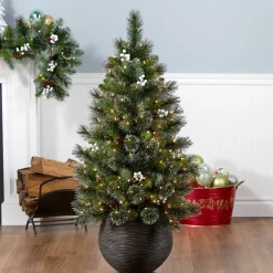Sale 4ft. Glittery Crestwood Spruce Entrance Tree with Clear Lights Teardrops|Entrance
