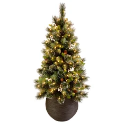 Sale 4ft. Glittery Crestwood Spruce Entrance Tree with Clear Lights Teardrops|Entrance