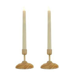 Best HGTV Home Collection Flameless Heritage Candle Pair, Natural Base Decorative Accents