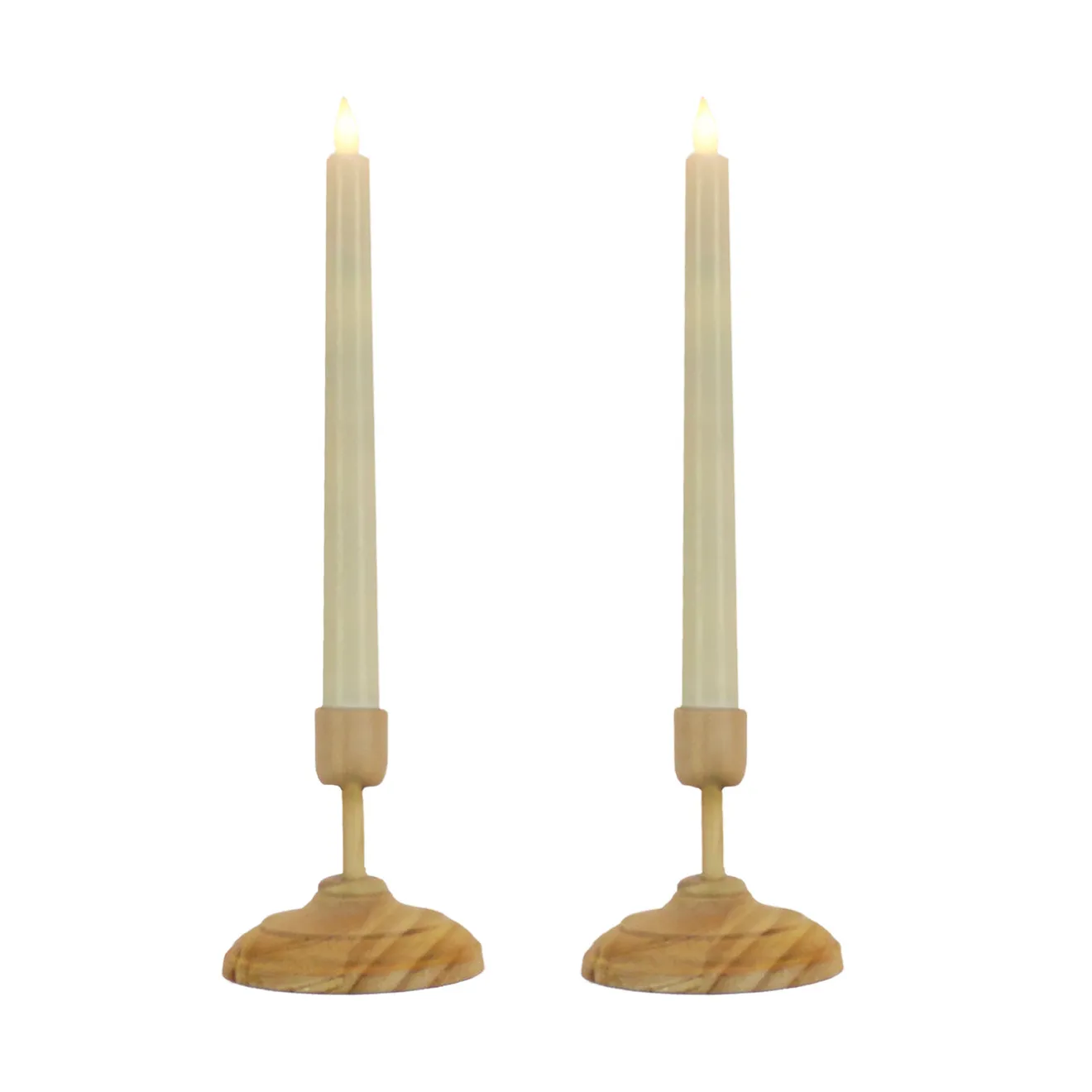 Best HGTV Home Collection Flameless Heritage Candle Pair, Natural Base Decorative Accents