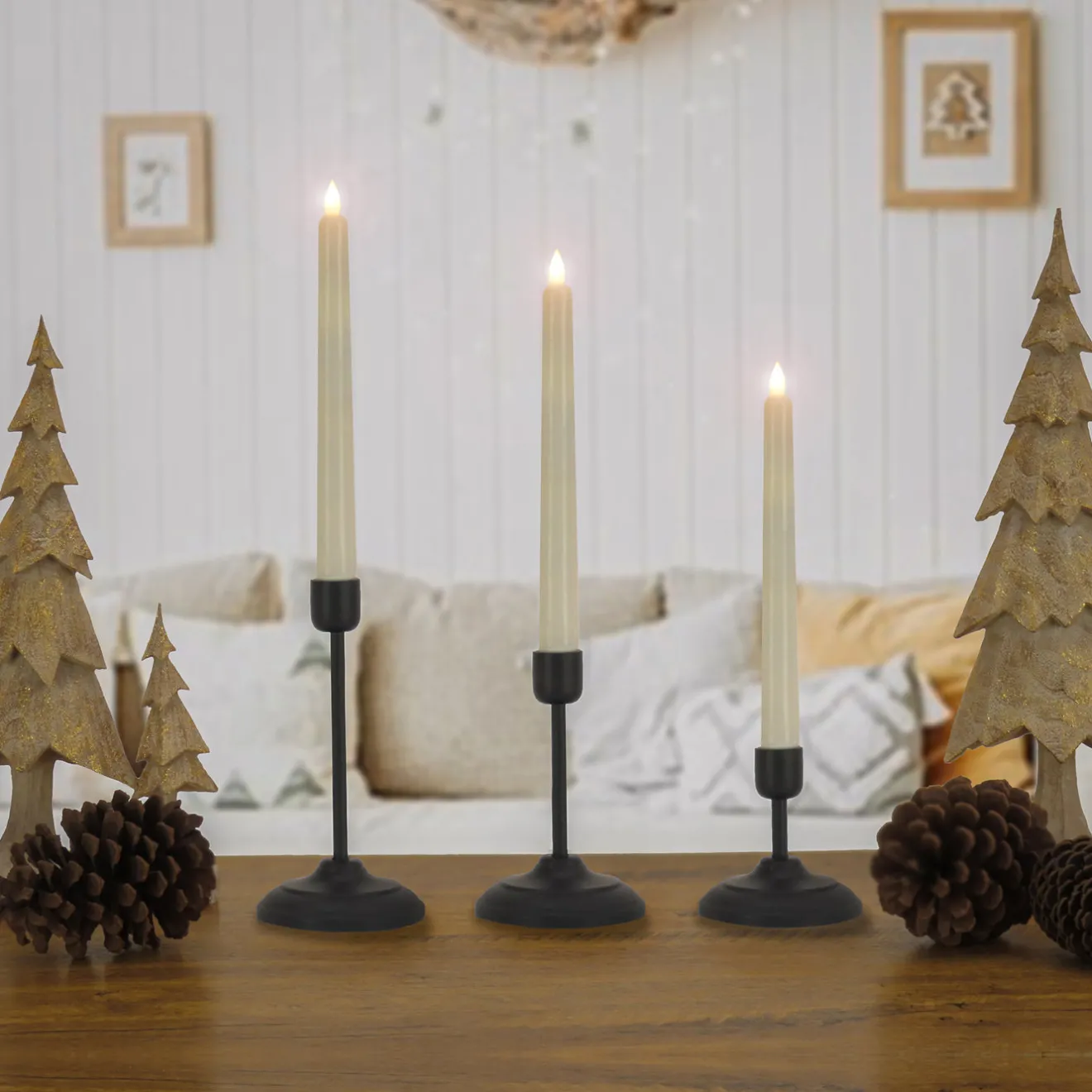 Discount HGTV Home Collection Flameless Heritage Candle Set, Black Base Decorative Accents