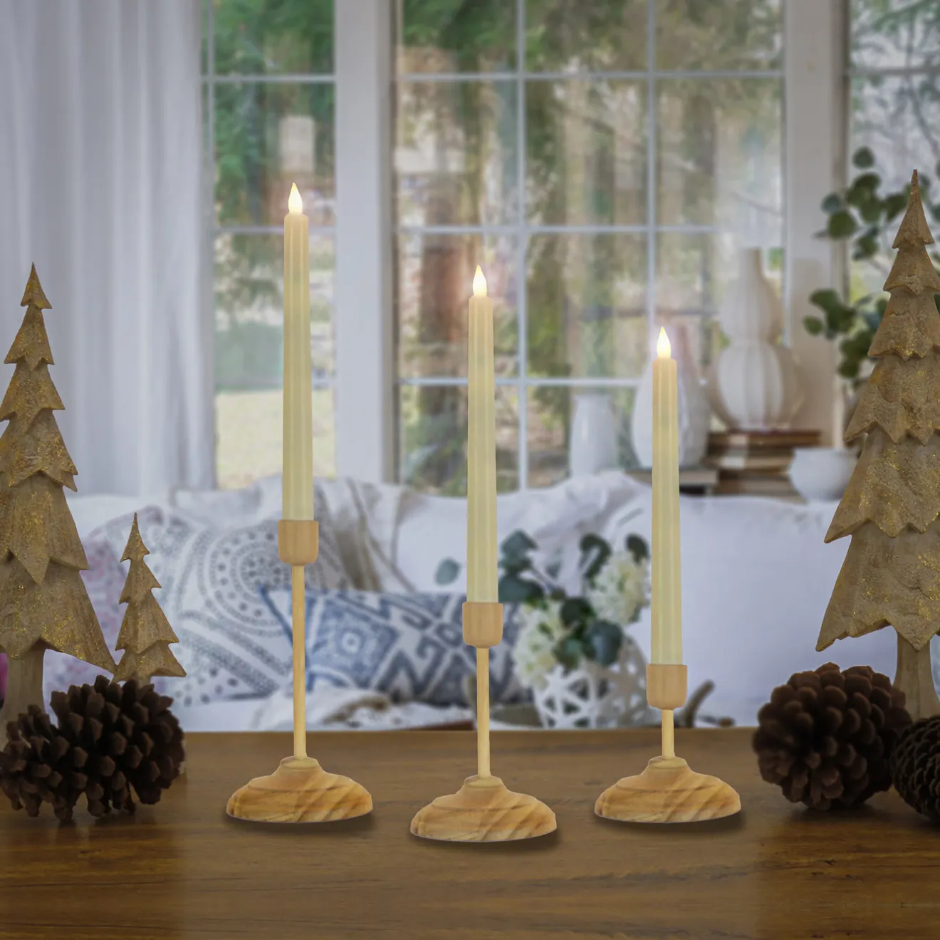 Hot HGTV Home Collection Flameless Heritage Candle Set, Natural Base Decorative Accents