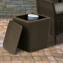 Hot 43L Capacity Arendal Collection Wicker Texture All-Weather Storage Box Patio Furniture