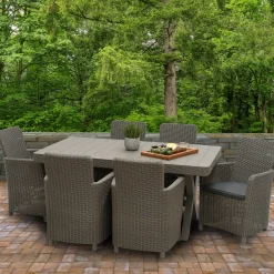 Clearance 7-Piece Antrim Collection All-Weather Wicker Finish Dining Set Patio Furniture