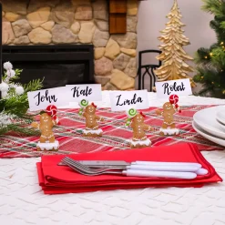 Discount 4-Piece Gingerbread Cookie Card Holders Decorative Accents