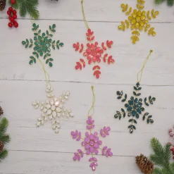 Online 6-Piece HGTV Home Collection Beaded Snowflake Ornaments Tree Ornaments