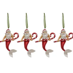 New 4-Piece HGTV Home Collection Santa Merman Ornaments Tree Ornaments