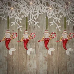 New 4-Piece HGTV Home Collection Santa Merman Ornaments Tree Ornaments