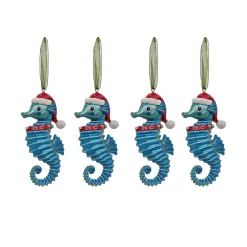 Online 4-Piece HGTV Home Collection Teal Seahorse Ornaments Tree Ornaments