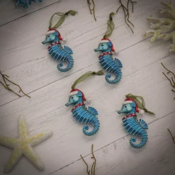 Online 4-Piece HGTV Home Collection Teal Seahorse Ornaments Tree Ornaments