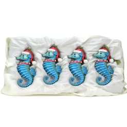 Online 4-Piece HGTV Home Collection Teal Seahorse Ornaments Tree Ornaments