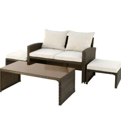 4-Piece Norton Collection All-Weather Wicker Conversation Set Patio Furniture