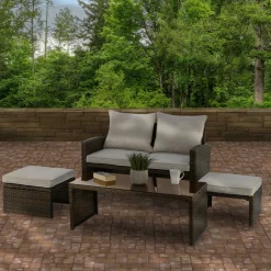 4-Piece Norton Collection All-Weather Wicker Conversation Set Patio Furniture