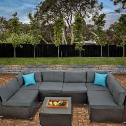 Sale 7-Piece Pocola Collection All-Weather Sectional Set Patio Furniture