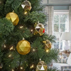 Best 6-Piece Shatterproof Geometric Gold Ornaments Tree Ornaments