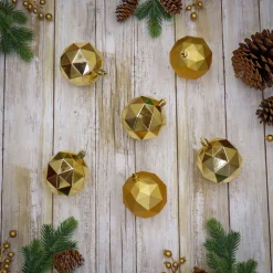 Best 6-Piece Shatterproof Geometric Gold Ornaments Tree Ornaments
