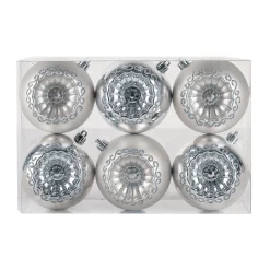 Best 6-Piece Shatterproof Glittering Silver Ornaments Tree Ornaments