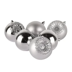 Best 6-Piece Shatterproof Glittering Silver Ornaments Tree Ornaments