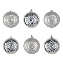 Best 6-Piece Shatterproof Glittering Silver Ornaments Tree Ornaments