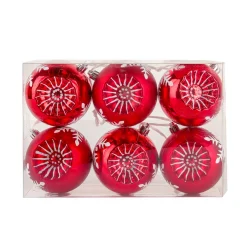 6-Piece Shatterproof Snowflake Red Ornaments Tree Ornaments