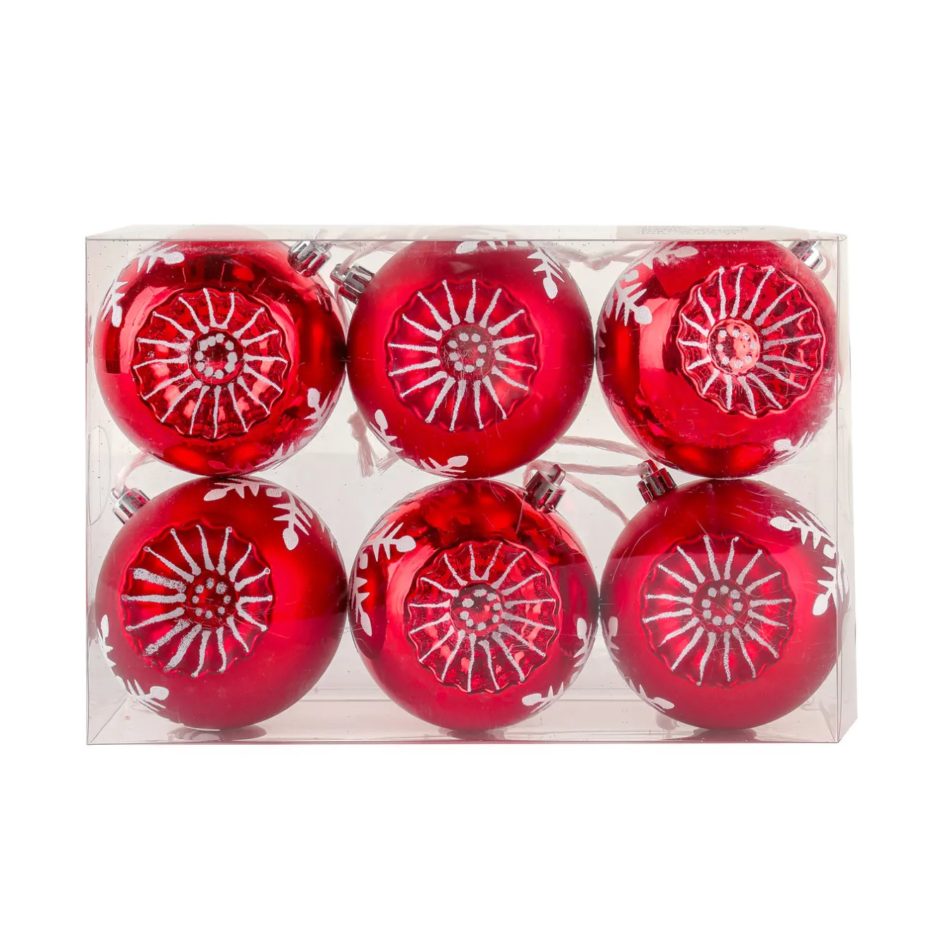 6-Piece Shatterproof Snowflake Red Ornaments Tree Ornaments