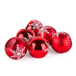 6-Piece Shatterproof Snowflake Red Ornaments Tree Ornaments