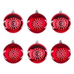 6-Piece Shatterproof Snowflake Red Ornaments Tree Ornaments