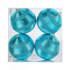 Hot 4-Piece Shatterproof Swirling Blue Ornaments Tree Ornaments