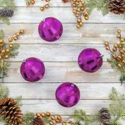 Clearance 4-Piece Shatterproof Swirling Purple Ornaments Tree Ornaments