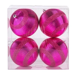 Clearance 4-Piece Shatterproof Swirling Pink Ornaments Tree Ornaments