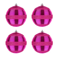 Clearance 4-Piece Shatterproof Swirling Pink Ornaments Tree Ornaments